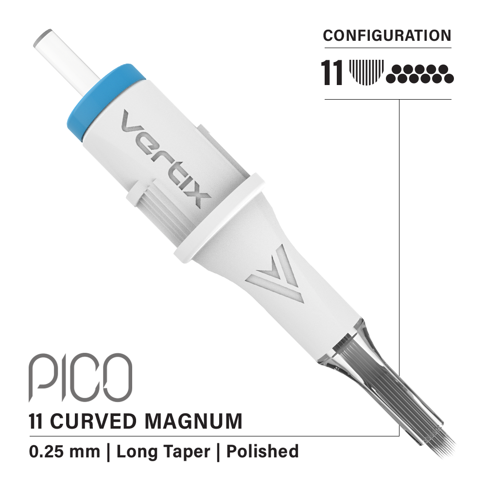 Vertix Pico Cartridges 0.25mm 11 Magnum Curved Long Taper Needle - 20pcs