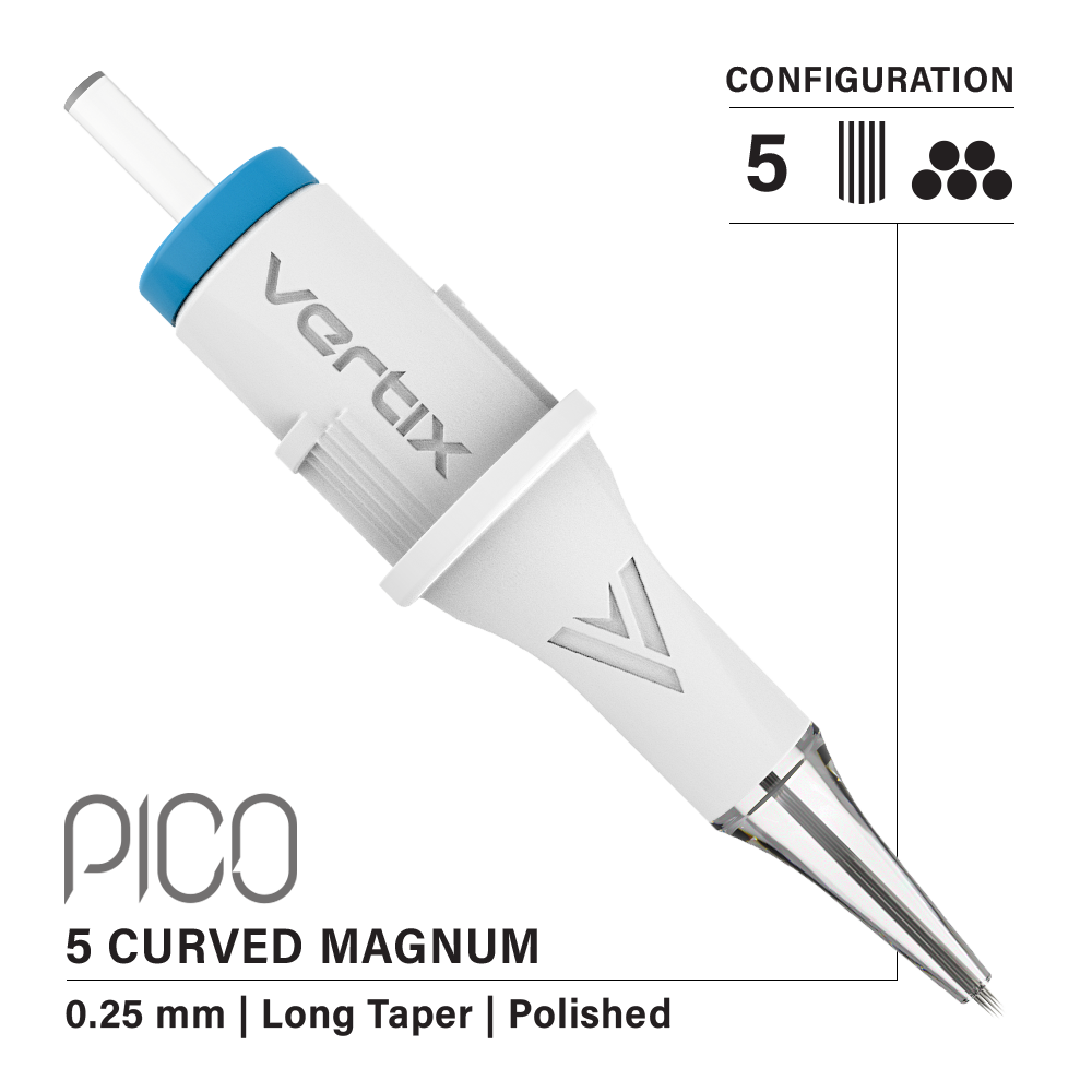 Vertix Pico Cartridges 0.25mm 5 Magnum Curved Long Taper Needle  - 20pcs