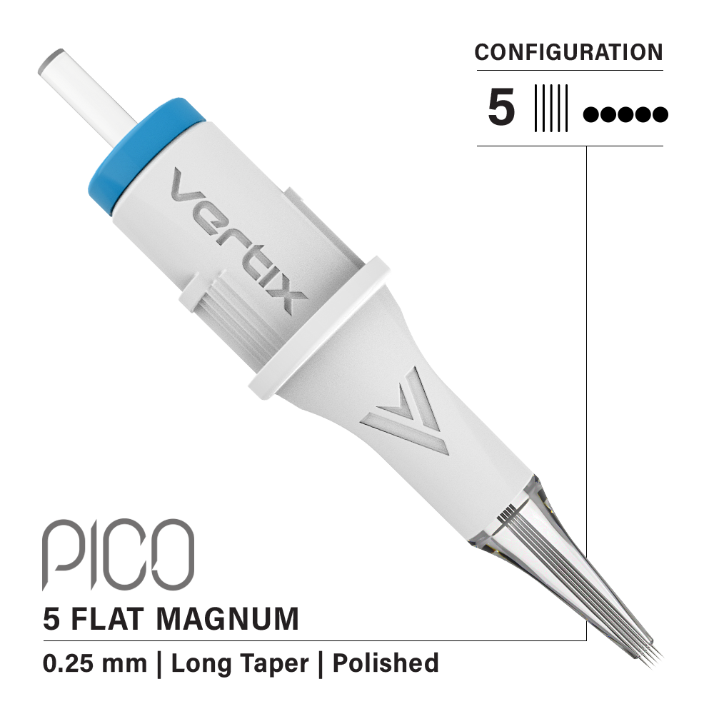 Vertix Pico Cartridges 0.25mm 5 Magnum Flat Long Taper Needle - 20pcs