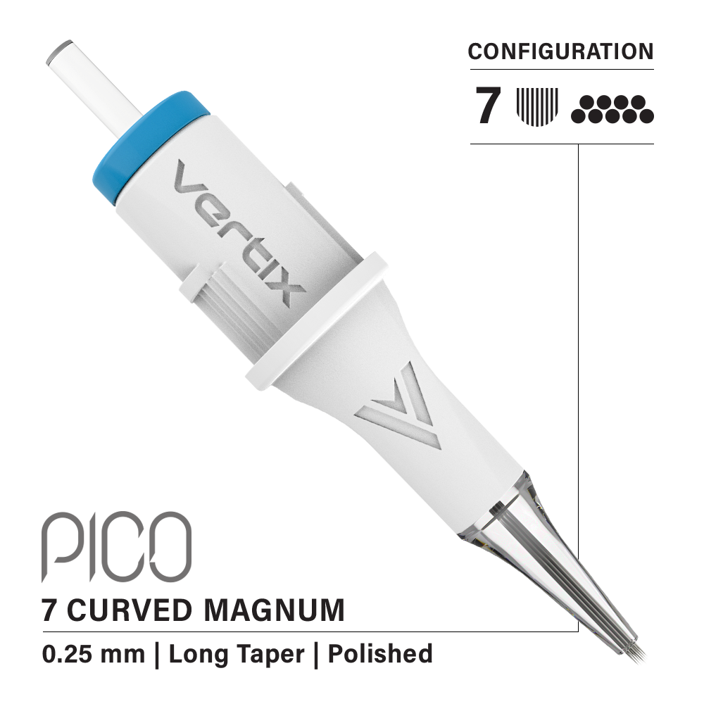Vertix Pico Cartridges 0.25mm 7 Magnum Curved Long Taper Needle - 20pcs