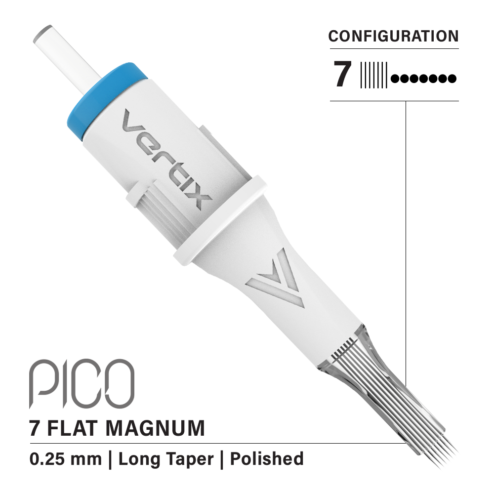 Vertix Pico Cartridges 0.25mm 7 Magnum Flat Long Taper Needle - 20pcs