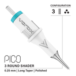 Vertix Pico Cartridges 0.25mm 3 Round Shader Long Taper Needle - 20pcs - The Perma