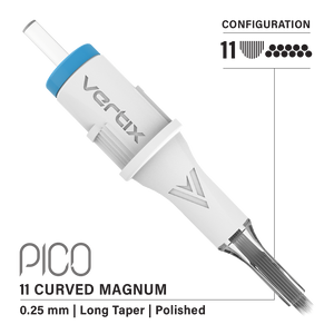 Vertix Pico Cartridges 0.25mm 11 Magnum Curved Long Taper Needle - 20pcs