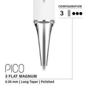 Vertix Pico Cartridges 0.25mm 3 Magnum Flat Long Taper Needle - 20pcs