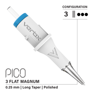 Vertix Pico Cartridges 0.25mm 3 Magnum Flat Long Taper Needle - 20pcs