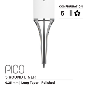 Vertix Pico Cartridges 0.25mm 5 Round Liner Long Taper Needle - 20pcs