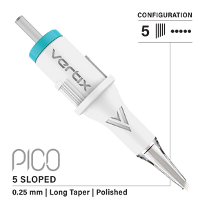 Vertix Pico Cartridges 0.25mm 5 Round Liner Sloped Long Taper Needle - 20pcs