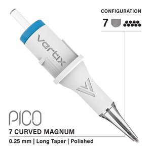 Vertix Pico Cartridges 0.25mm 7 Magnum Curved Long Taper Needle - 20pcs