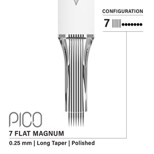 Vertix Pico Cartridges 0.25mm 7 Magnum Flat Long Taper Needle - 20pcs