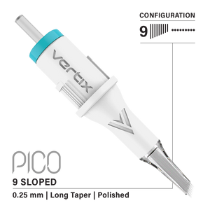 Vertix Pico Cartridges 0.25mm 9 Round Liner Sloped Long Taper Needle - 20pcs