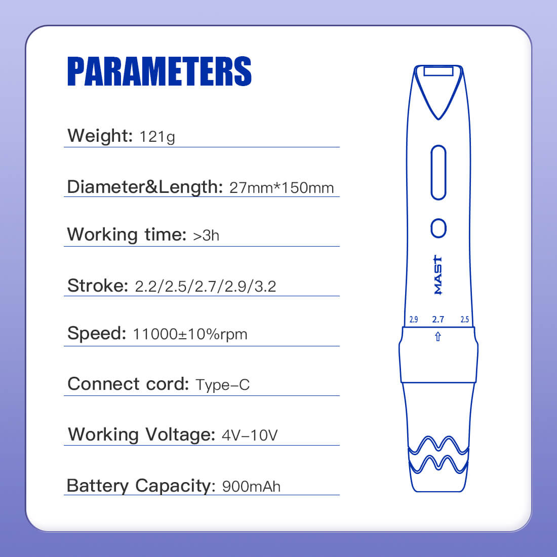 Wireless Tattoo Pen Machine With 2.2MM-3.2MM Adjustable Strokes Permanent Makeup | Mast P60