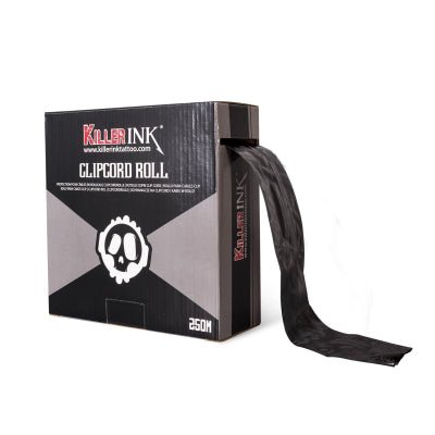 Killer Ink Black Line Clip Cord Sleeve - 250m Roll Uncut - The Perma