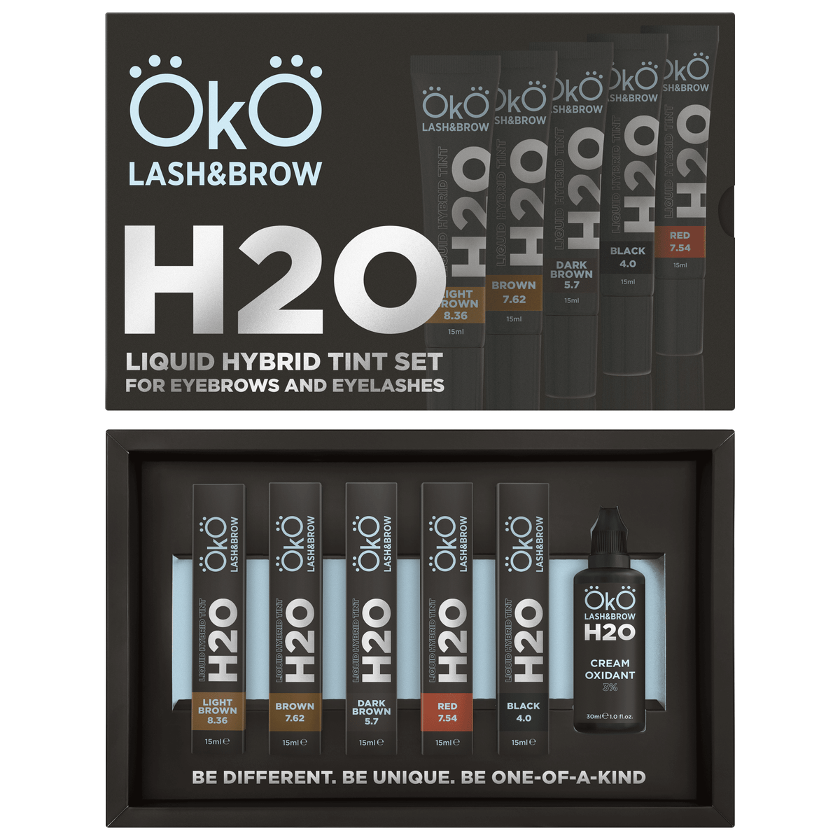 OKO Lash&Brow Liquid Hybrid Tint H2O Kit (5 Tints + 1 Oxidant) - The Perma