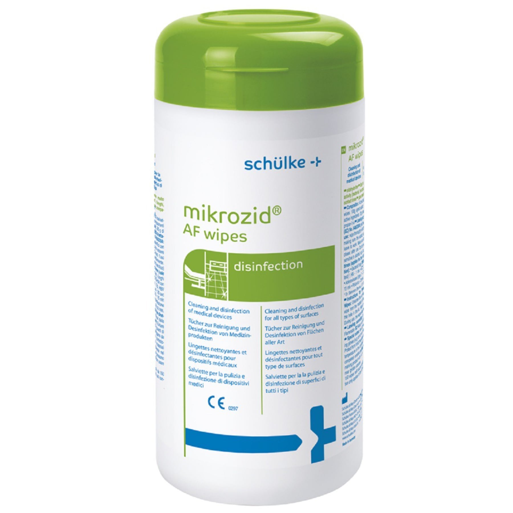 Schülke mikrozid® AF wipes Desinfektionstücher Gebrauchsfertige, getränkte Tücher zur Flächendesinfektion 1 Spenderdose = 150 Tücher (14 x 18 cm) - The Perma