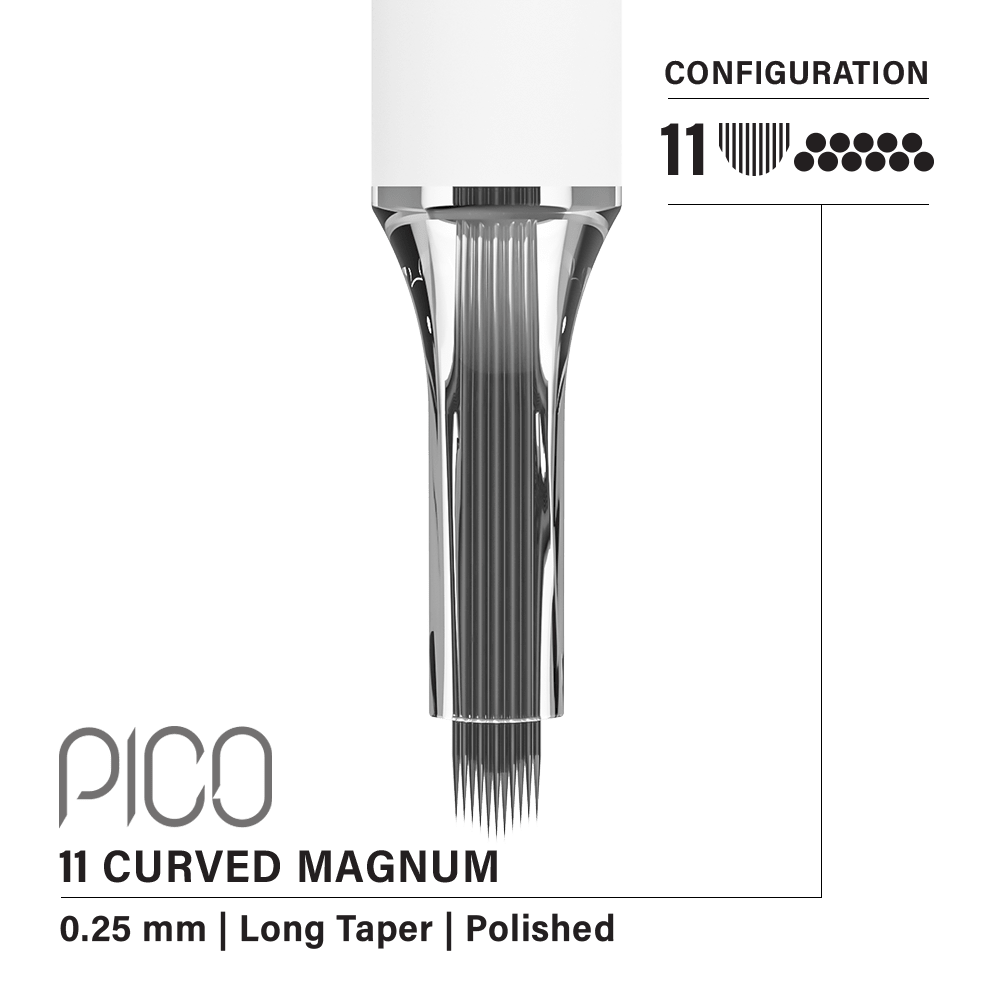 Vertix Pico Cartridges 0.25mm 11 Magnum Curved Long Taper Needle - 20pcs - The Perma