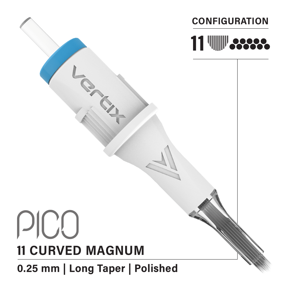 Vertix Pico Cartridges 0.25mm 11 Magnum Curved Long Taper Needle - 20pcs - The Perma