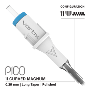 Vertix Pico Cartridges 0.25mm 11 Magnum Curved Long Taper Needle - 20pcs - The Perma