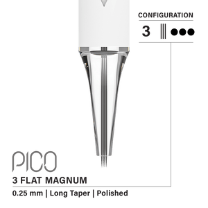Vertix Pico Cartridges 0.25mm 3 Magnum Flat Long Taper Needle - 20pcs - The Perma