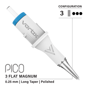 Vertix Pico Cartridges 0.25mm 3 Magnum Flat Long Taper Needle - 20pcs - The Perma