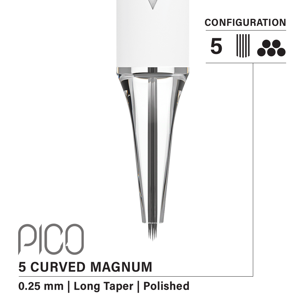 Vertix Pico Cartridges 0.25mm 5 Magnum Curved Long Taper Needle - 20pcs - The Perma