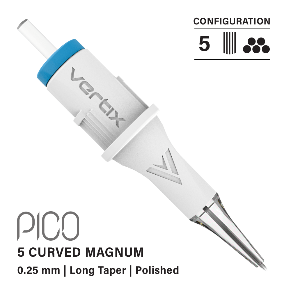 Vertix Pico Cartridges 0.25mm 5 Magnum Curved Long Taper Needle - 20pcs - The Perma