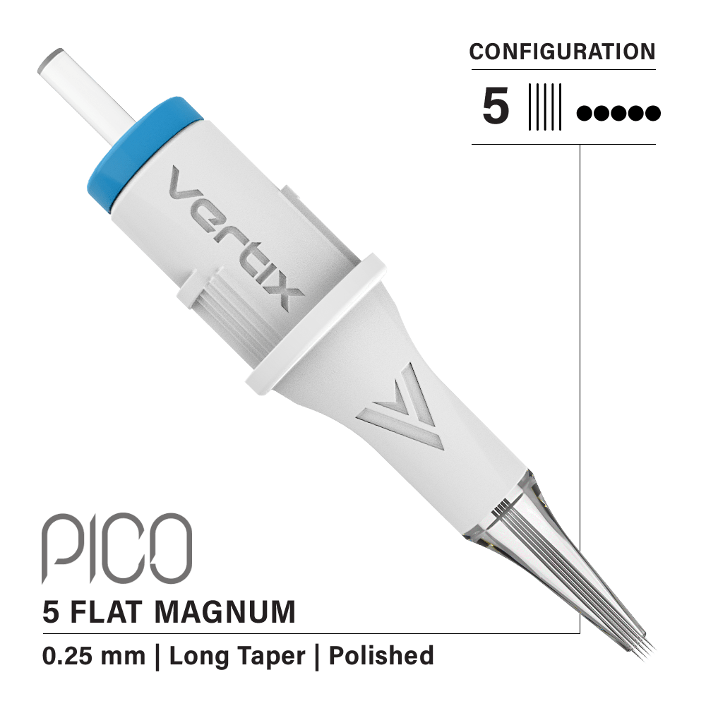 Vertix Pico Cartridges 0.25mm 5 Magnum Flat Long Taper Needle - 20pcs - The Perma