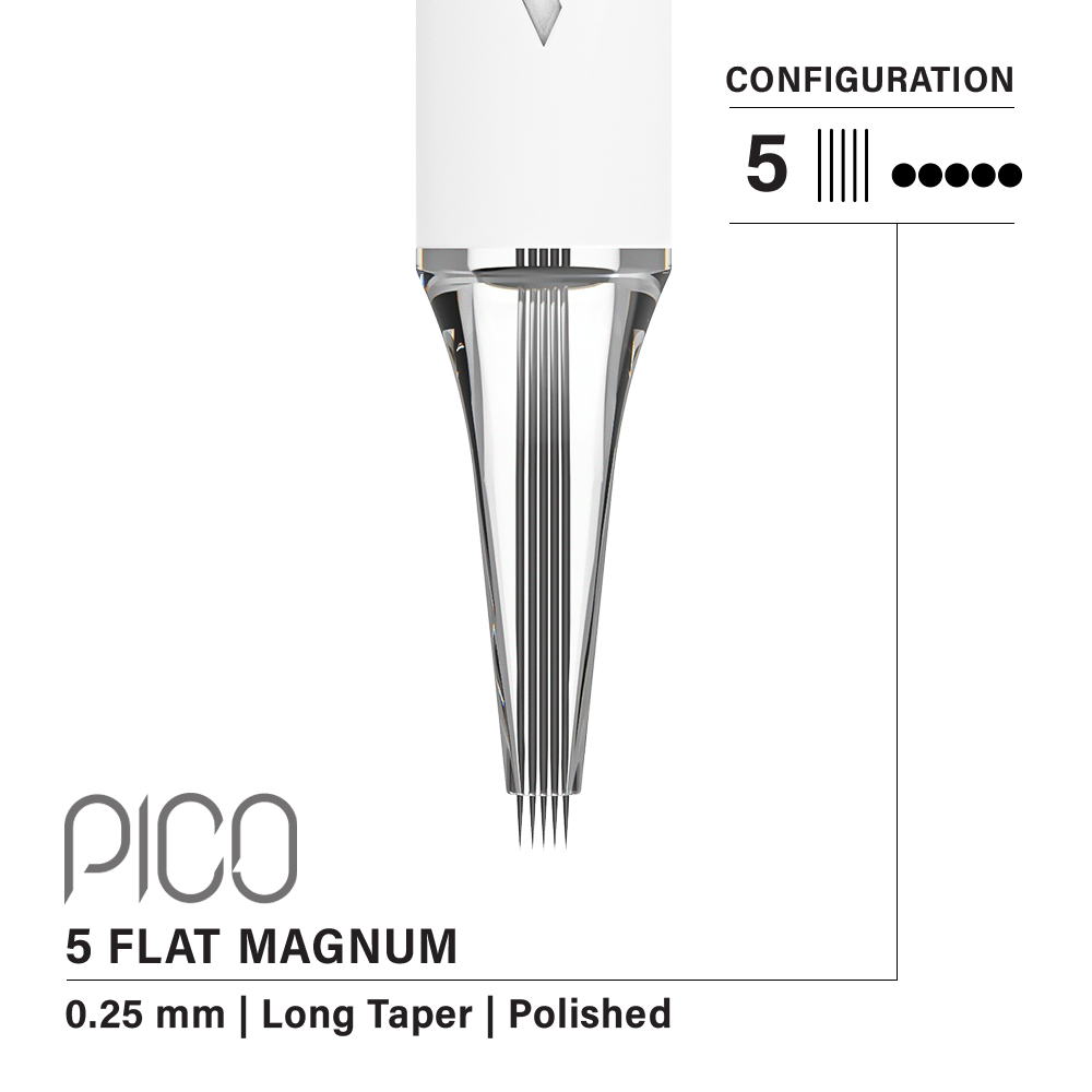 Vertix Pico Cartridges 0.25mm 5 Magnum Flat Long Taper Needle - 20pcs - The Perma