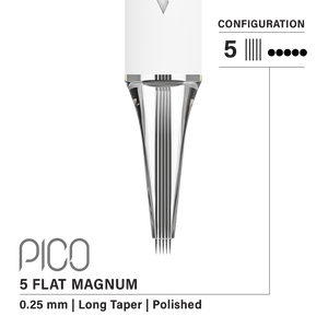 Vertix Pico Cartridges 0.25mm 5 Magnum Flat Long Taper Needle - 20pcs - The Perma