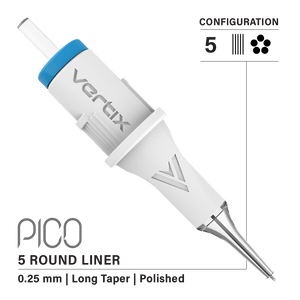 Vertix Pico Cartridges 0.25mm 5 Round Liner Long Taper Needle - 20pcs - The Perma