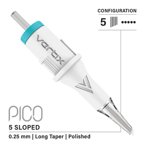 Vertix Pico Cartridges 0.25mm 5 Round Liner Sloped Long Taper Needle - 20pcs - The Perma