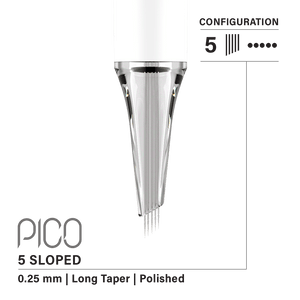 Vertix Pico Cartridges 0.25mm 5 Round Liner Sloped Long Taper Needle - 20pcs - The Perma