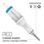 Vertix Pico Cartridges 0.25mm 5 Round Shader Long Taper Needle - 20pcs - The Perma
