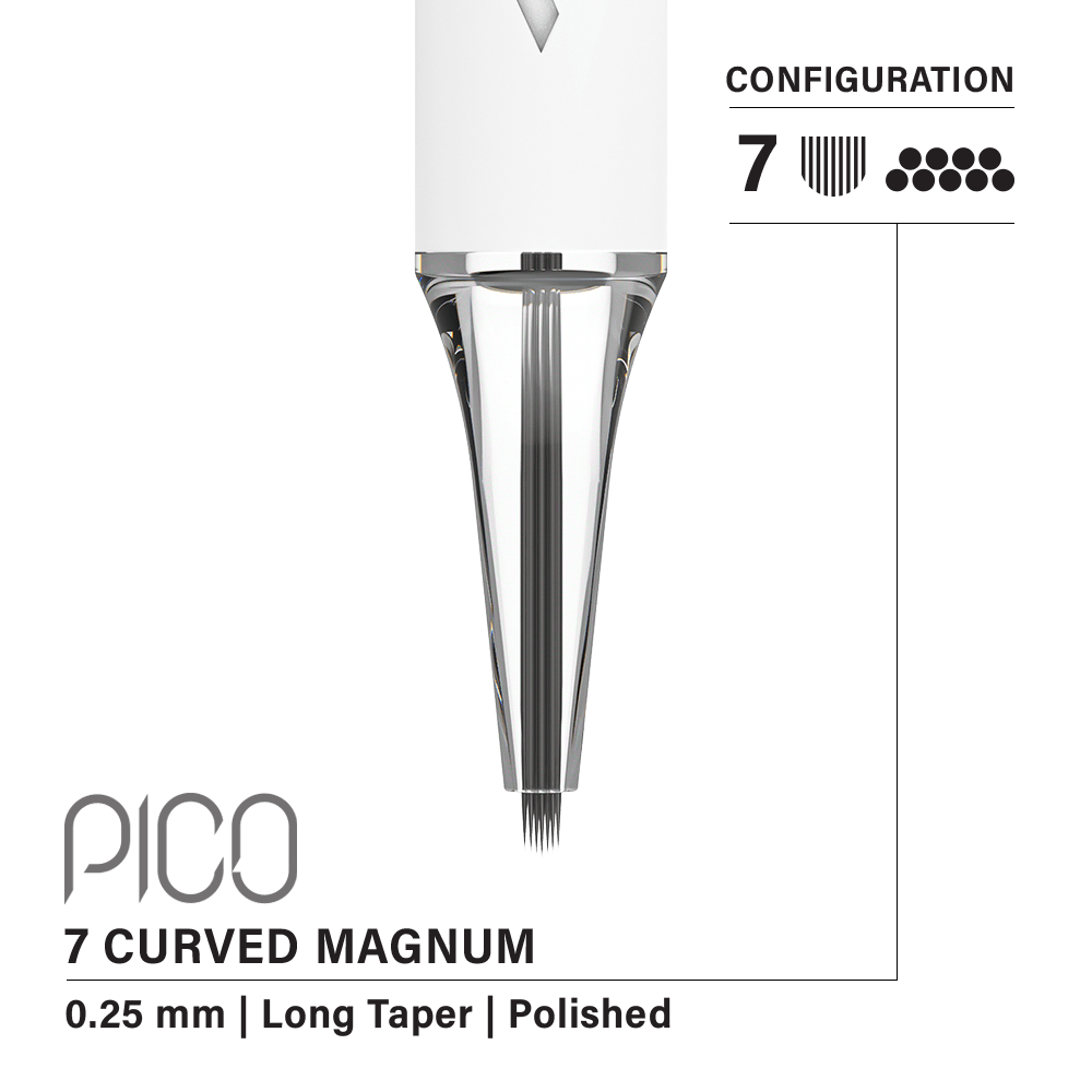 Vertix Pico Cartridges 0.25mm 7 Magnum Curved Long Taper Needle - 20pcs - The Perma
