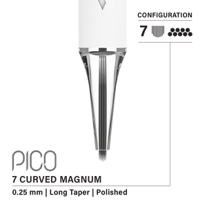 Vertix Pico Cartridges 0.25mm 7 Magnum Curved Long Taper Needle - 20pcs - The Perma