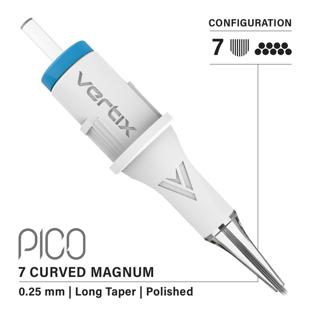 Vertix Pico Cartridges 0.25mm 7 Magnum Curved Long Taper Needle - 20pcs - The Perma
