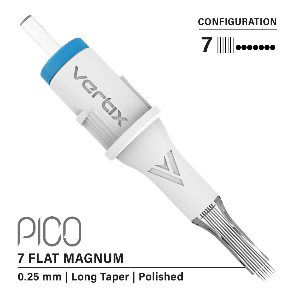 Vertix Pico Cartridges 0.25mm 7 Magnum Flat Long Taper Needle - 20pcs - The Perma