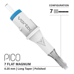 Vertix Pico Cartridges 0.25mm 7 Magnum Flat Long Taper Needle - 20pcs - The Perma