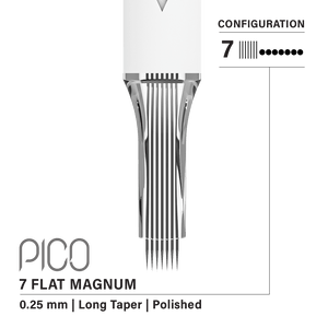 Vertix Pico Cartridges 0.25mm 7 Magnum Flat Long Taper Needle - 20pcs - The Perma
