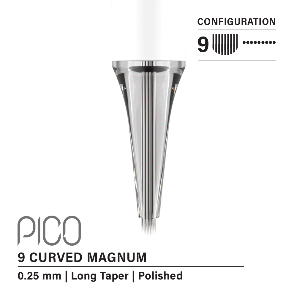 Vertix Pico Cartridges 0.25mm 9 Magnum Curved Long Taper Needle - 20pcs - The Perma