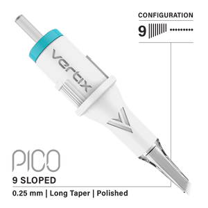 Vertix Pico Cartridges 0.25mm 9 Round Liner Sloped Long Taper Needle - 20pcs - The Perma