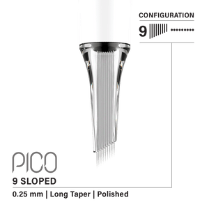Vertix Pico Cartridges 0.25mm 9 Round Liner Sloped Long Taper Needle - 20pcs - The Perma