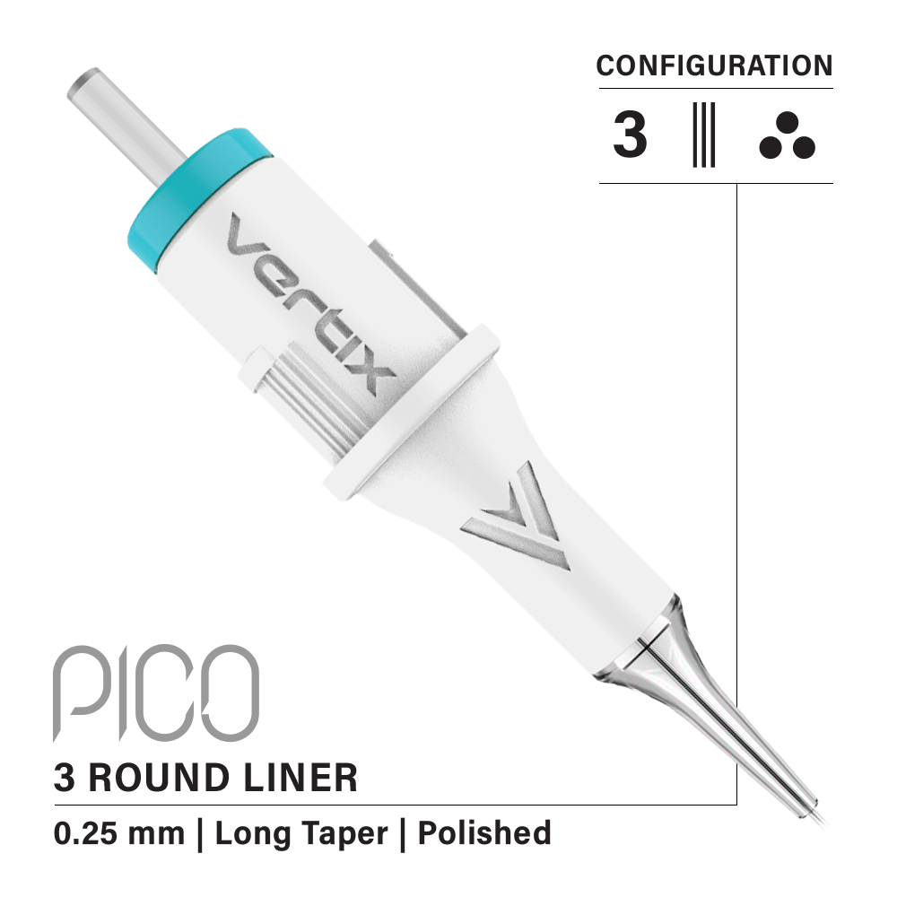 Vertix Pico Cartridges 3 Round Liner Needle - 20pcs - The Perma