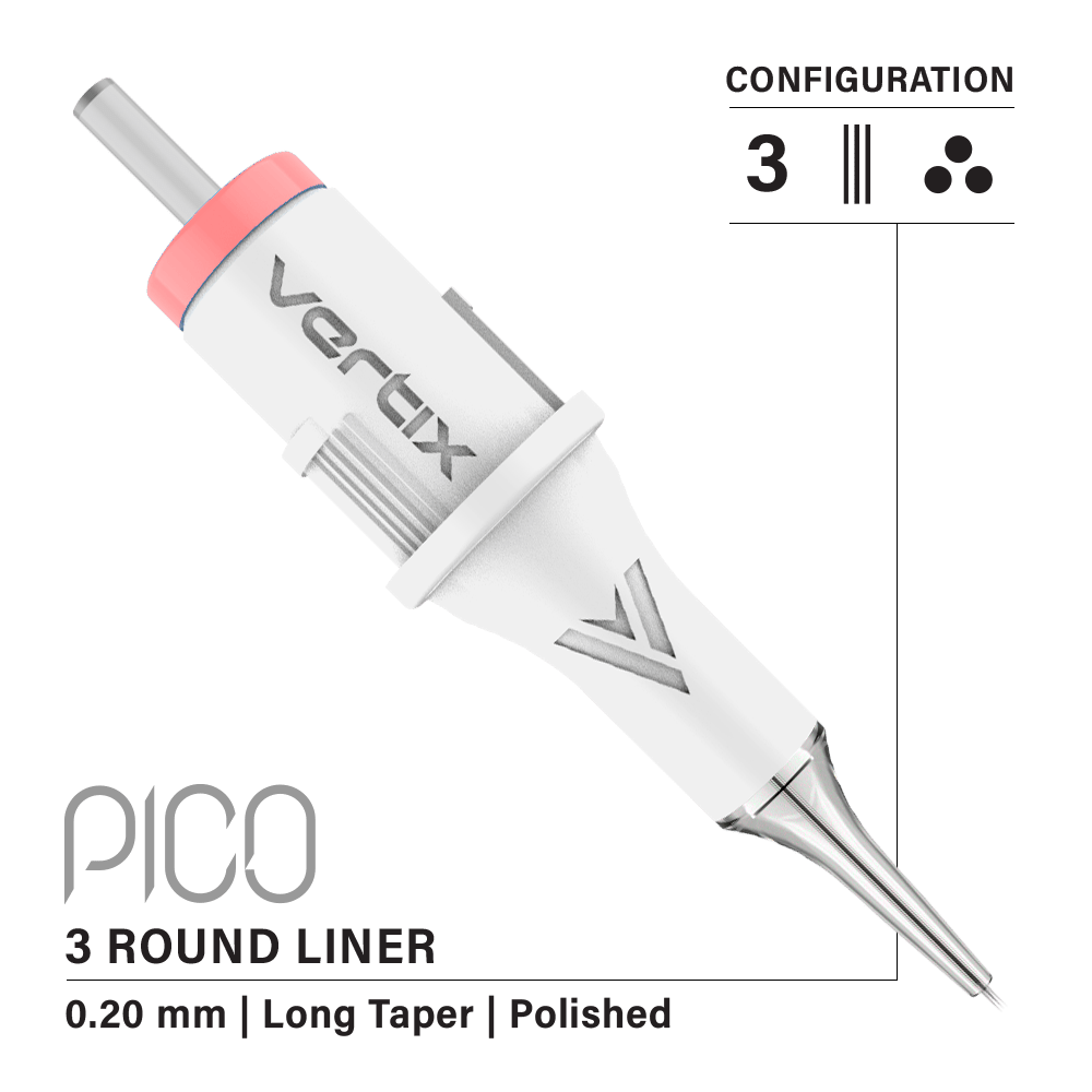 Vertix Pico Cartridges 3 Round Liner Needle - 20pcs - The Perma